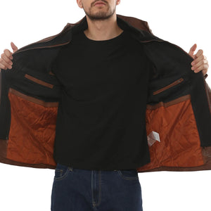 Men's Lambskin Leather Stand Collar Field Jacket-TruClothing