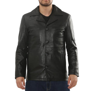 Men's Leather Car Coat Collared Blazer Style Jacket-TruClothing