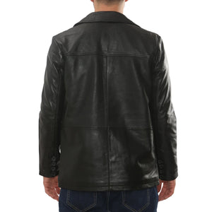 Men's Leather Car Coat Collared Blazer Style Jacket-TruClothing