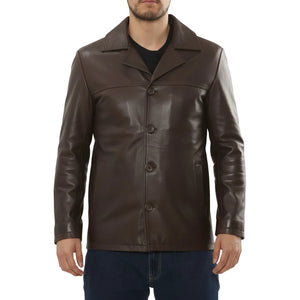 Men's Leather Car Coat Collared Blazer Style Jacket-TruClothing