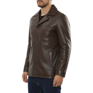 Men's Leather Car Coat Collared Blazer Style Jacket-TruClothing