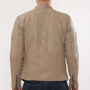 Men's Lambskin Leather Motorcycle Jacket Slim Fit Biker Coat-TruClothing