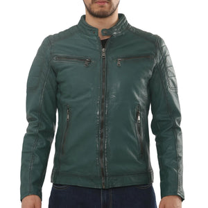 Men's Lambskin Leather Motorcycle Jacket Slim Fit Biker Coat-TruClothing