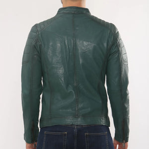 Men's Lambskin Leather Motorcycle Jacket Slim Fit Biker Coat-TruClothing