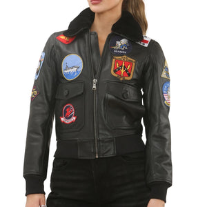 Women's Real Leather Air Force A2 Flight Bomber Jacket-TruClothing