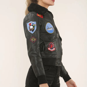 Women's Real Leather Air Force A2 Flight Bomber Jacket-TruClothing