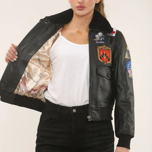 Women's Real Leather Air Force A2 Flight Bomber Jacket-TruClothing