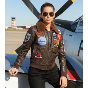 Women's Real Leather Air Force A2 Flight Bomber Jacket-TruClothing