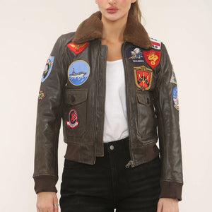Women's Real Leather Air Force A2 Flight Bomber Jacket-TruClothing