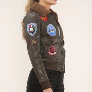 Women's Real Leather Air Force A2 Flight Bomber Jacket-TruClothing