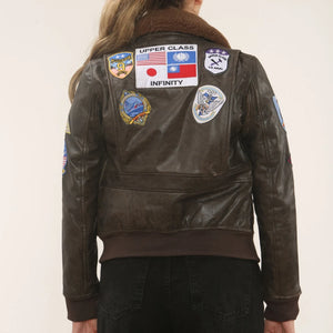 Women's Real Leather Air Force A2 Flight Bomber Jacket-TruClothing