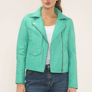 Women's Real Leather Brando Style Biker Jacket-TruClothing