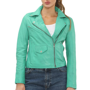 Women's Real Leather Brando Style Biker Jacket-TruClothing