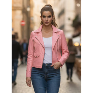 Women's Real Leather Brando Style Biker Jacket-TruClothing