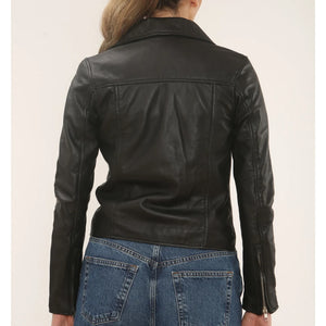 Women's Real Leather Brando Style Biker Jacket-TruClothing