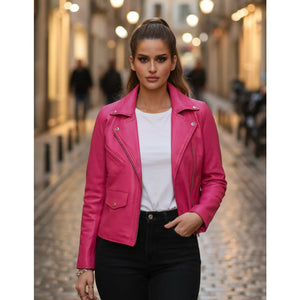 Women's Real Leather Brando Style Biker Jacket-TruClothing