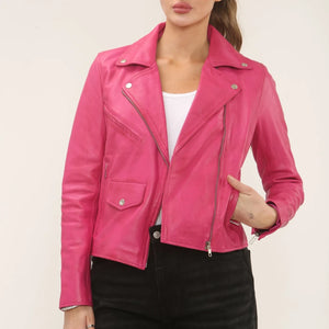 Women's Real Leather Brando Style Biker Jacket-TruClothing