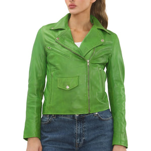 Women's Real Leather Brando Style Biker Jacket-TruClothing