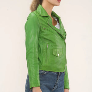 Women's Real Leather Brando Style Biker Jacket-TruClothing