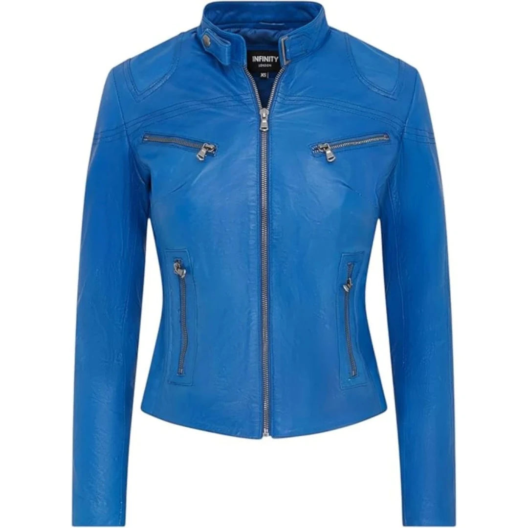 Women's Real Leather Classic Racer Style Biker Jacket-TruClothing