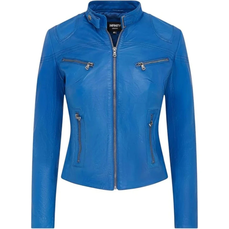 Women's Real Leather Classic Racer Style Biker Jacket-TruClothing