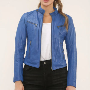 Women's Real Leather Classic Racer Style Biker Jacket-TruClothing