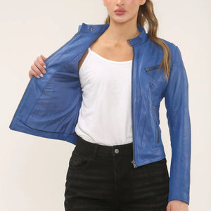 Women's Real Leather Classic Racer Style Biker Jacket-TruClothing
