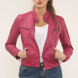 Women's Real Leather Classic Racer Style Biker Jacket-TruClothing
