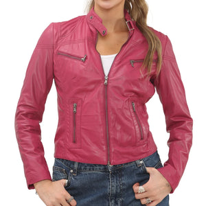 Women's Real Leather Classic Racer Style Biker Jacket-TruClothing