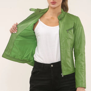 Women's Real Leather Classic Racer Style Biker Jacket-TruClothing