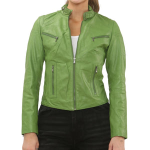 Women's Real Leather Classic Racer Style Biker Jacket-TruClothing