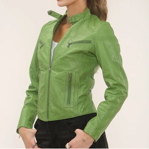Women's Real Leather Classic Racer Style Biker Jacket-TruClothing