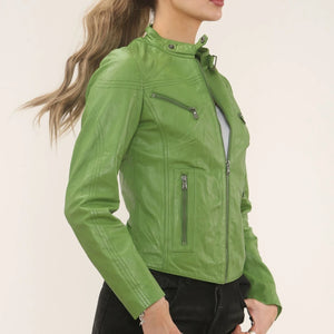 Women's Real Leather Classic Racer Style Biker Jacket-TruClothing