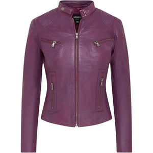 Women's Real Leather Classic Racer Style Biker Jacket-TruClothing