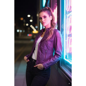 Women's Real Leather Classic Racer Style Biker Jacket-TruClothing