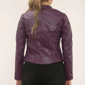 Women's Real Leather Classic Racer Style Biker Jacket-TruClothing