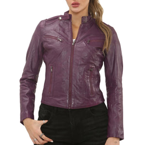 Women's Real Leather Classic Racer Style Biker Jacket-TruClothing