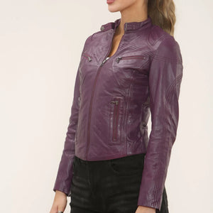 Women's Real Leather Classic Racer Style Biker Jacket-TruClothing