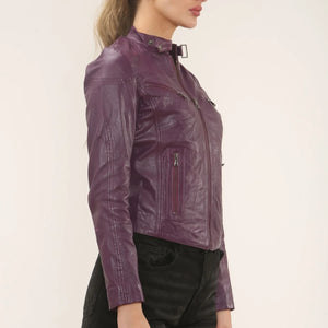 Women's Real Leather Classic Racer Style Biker Jacket-TruClothing