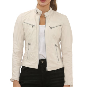 Women's Real Leather Classic Racer Style Biker Jacket-TruClothing