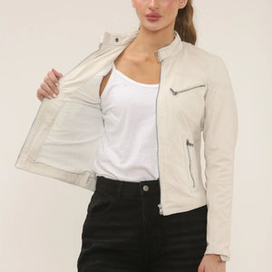 Women's Real Leather Classic Racer Style Biker Jacket-TruClothing