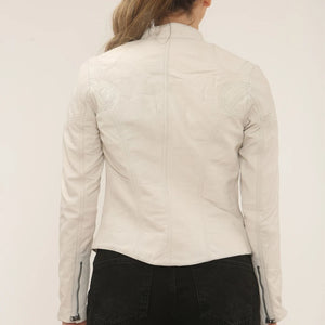 Women's Real Leather Classic Racer Style Biker Jacket-TruClothing