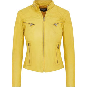 Women's Real Leather Classic Racer Style Biker Jacket-TruClothing