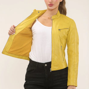 Women's Real Leather Classic Racer Style Biker Jacket-TruClothing