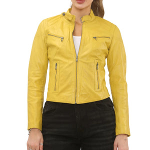 Women's Real Leather Classic Racer Style Biker Jacket-TruClothing