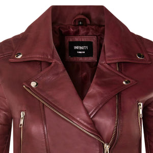 Women's Real Leather Short Cropped Length Biker Jacket-TruClothing