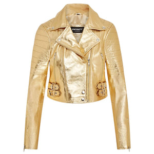 Women's Real Leather Short Cropped Length Biker Jacket-TruClothing