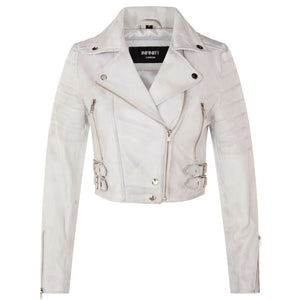 Women's Real Leather Short Cropped Length Biker Jacket-TruClothing