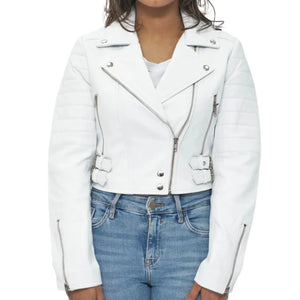 Women's Real Leather Short Cropped Length Biker Jacket-TruClothing