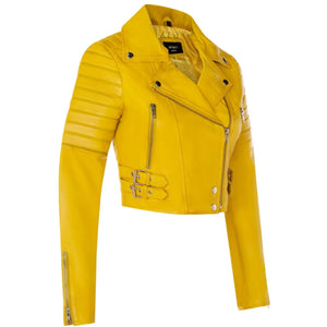 Women's Real Leather Short Cropped Length Biker Jacket-TruClothing
